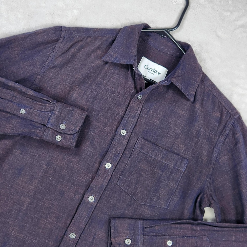Corridor Shirt Mens XS Purple Chambray Cotton Long Sleeve Button Up Casual